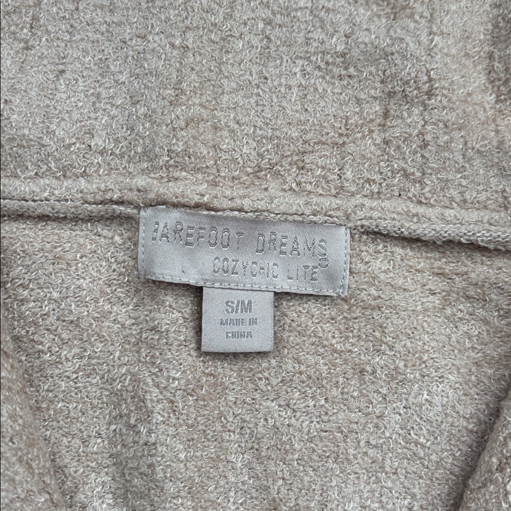 Barefoot Dreams | Cozy Chic Lite Half Zip Poncho Soft Camel Chenille Sweater S/M - Picture 10 of 16